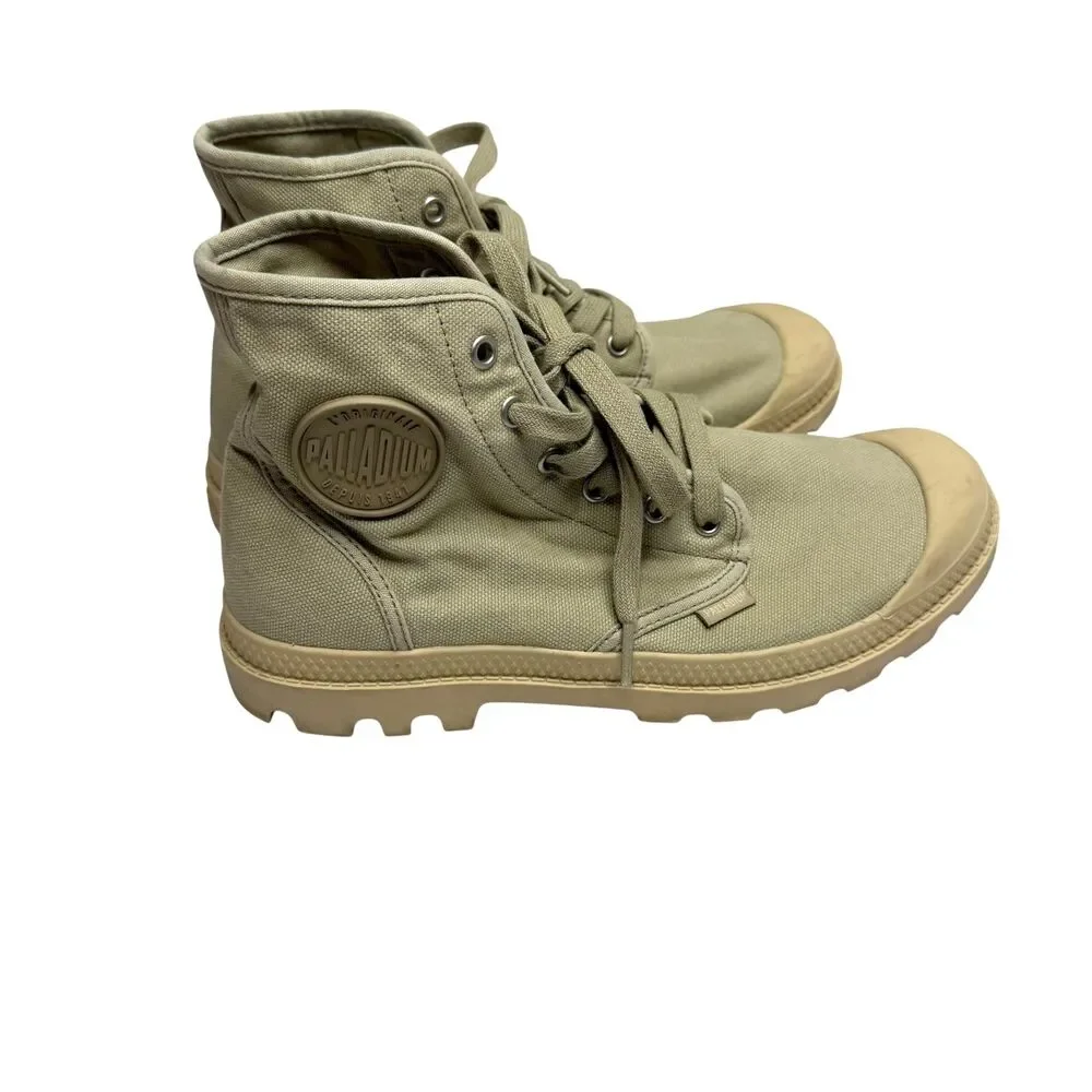 Palladium Depuis 1947 High Top Sneakers Canvas Rubber Toe Cap Tan Men 8.5